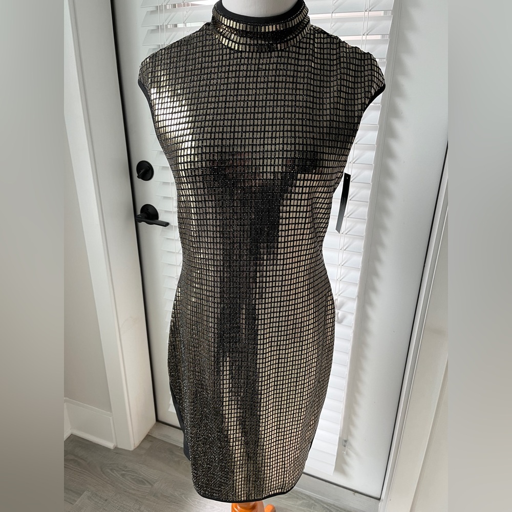 New York and Co Gold Sequin Dress